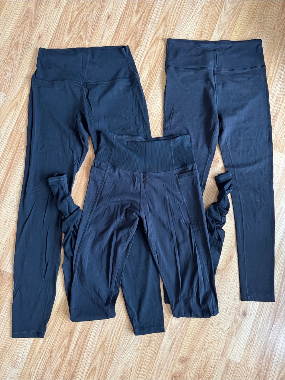 CRZYOGA Black High-Waist Leggings Trio ✨ size M